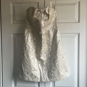 NWT Gold silver metallic brocade strapless mini dress